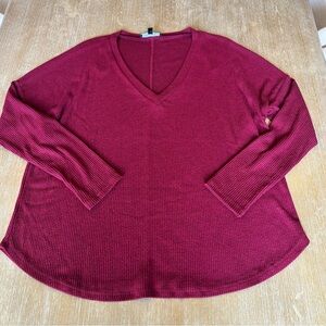 Lulu’s Just Vibing Wine Red Ribbed V-Neck
Sweater Top